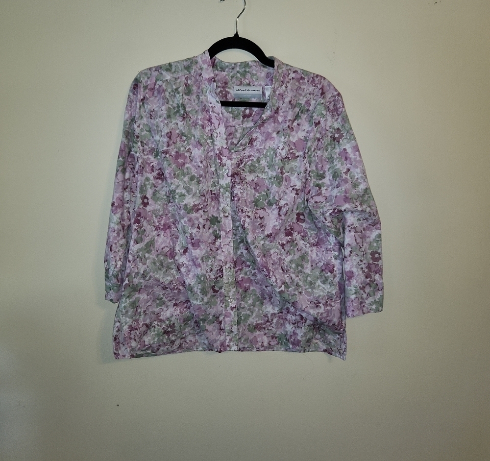 Alfred Dunner Purple and Green artsy Blouse